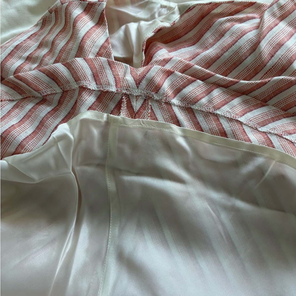 Ann Taylor LOFT Women 4P Pink White Striped A-Line Knee Skirt - Picture 3 of 8